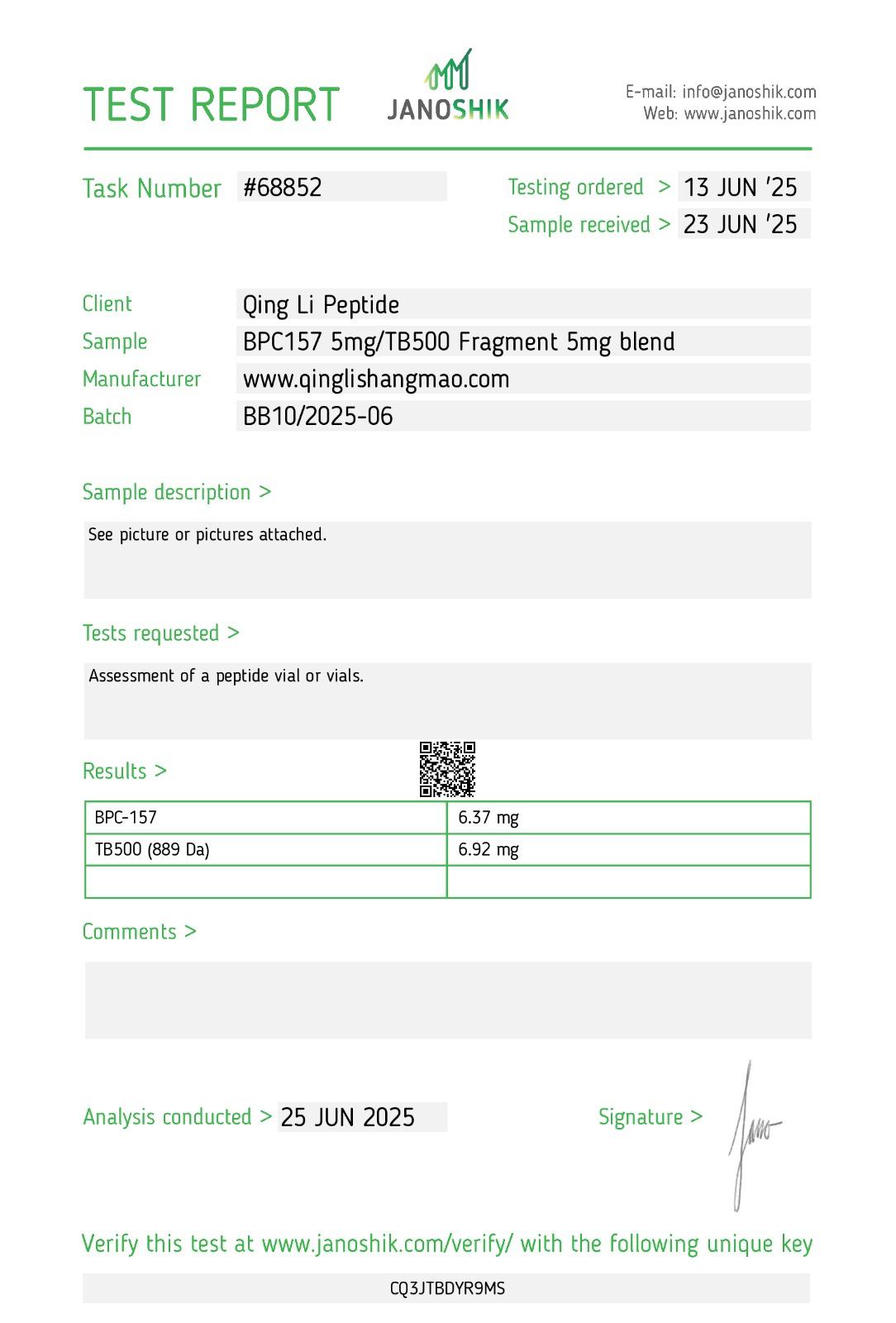 Peptide Angel TB500 5mg + BPC-157 5mg